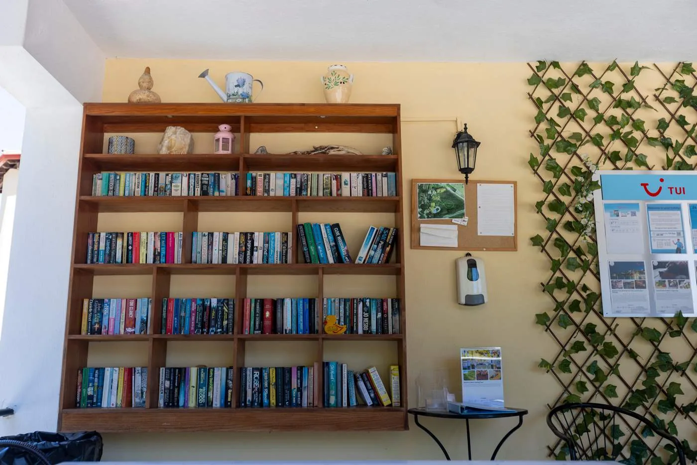 Bookshelves in the guest lounge