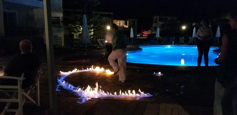 Evening performance beside the pool