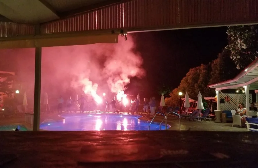Evening celebration at the pool bar