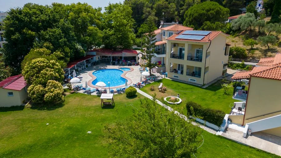 Edem buildings and garden from above